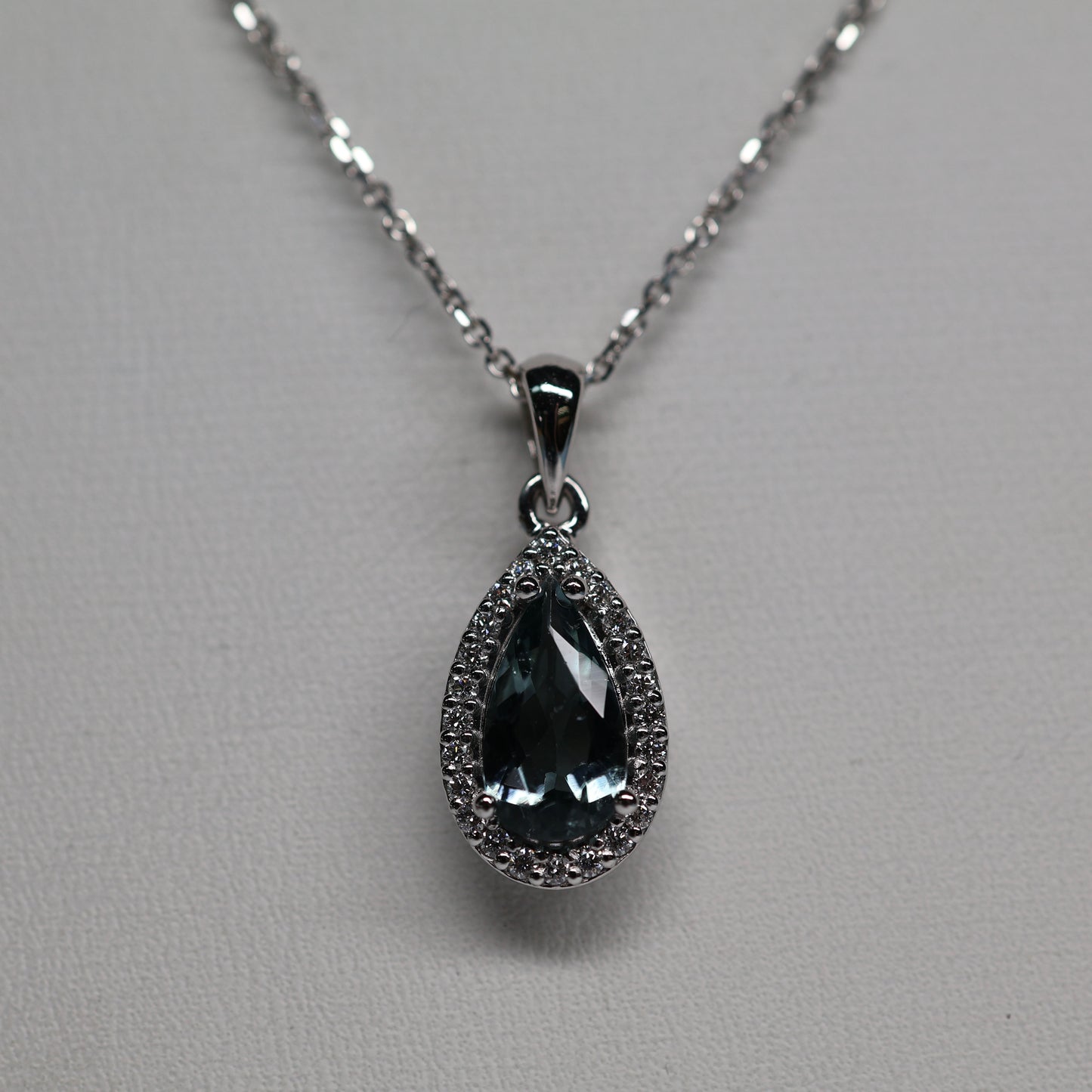 14K Grey Tourmaline Diamond Necklace