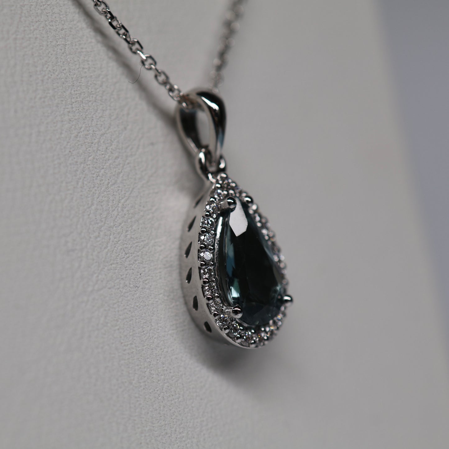 14K Grey Tourmaline Diamond Necklace
