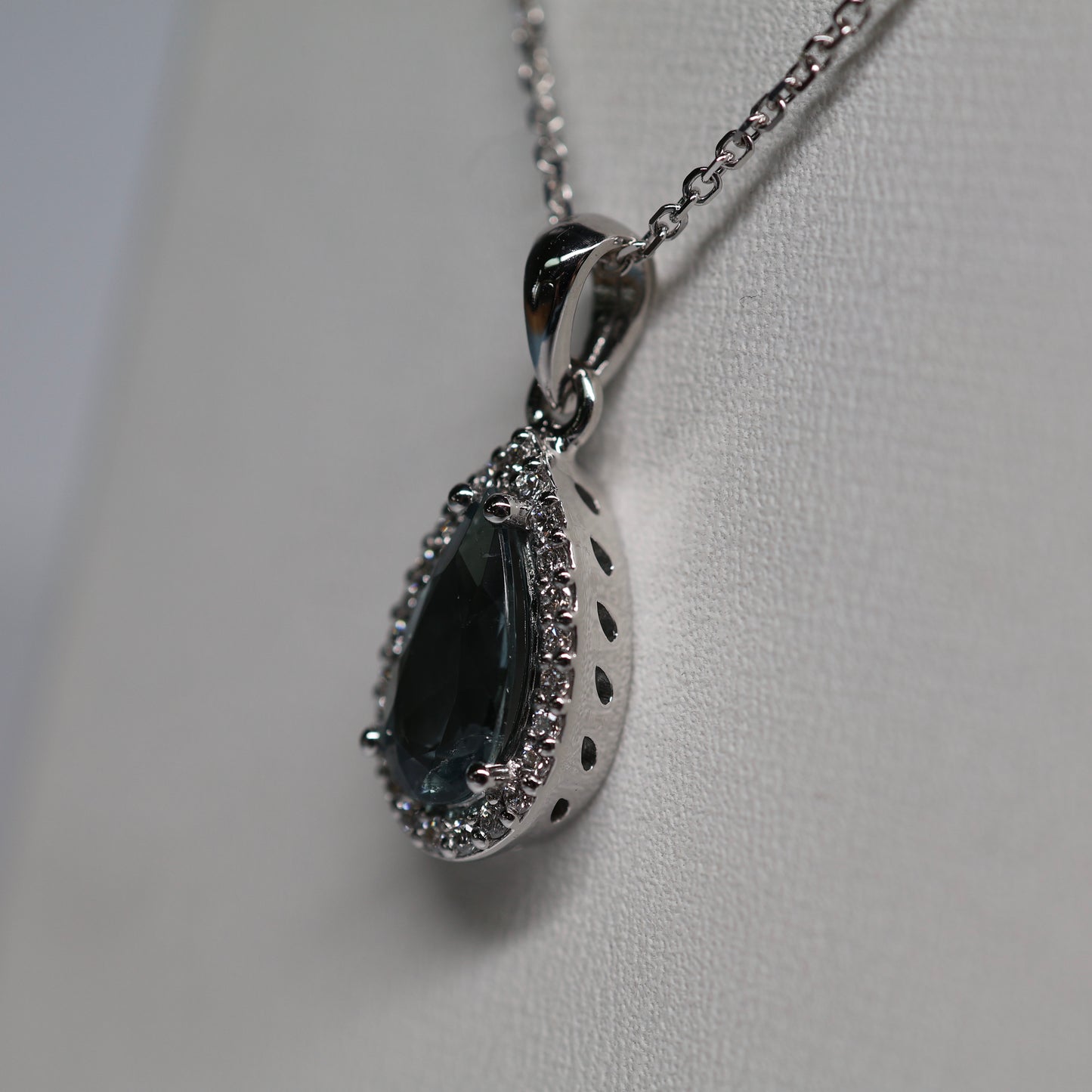 14K Grey Tourmaline Diamond Necklace