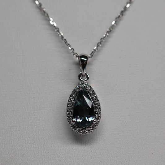 14K Grey Tourmaline Diamond Necklace