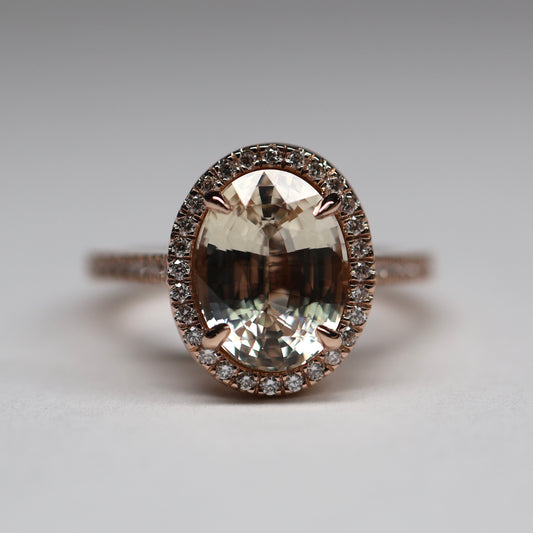 GIA 4.06 Carat Champagne Peach Sapphire Engagement Ring