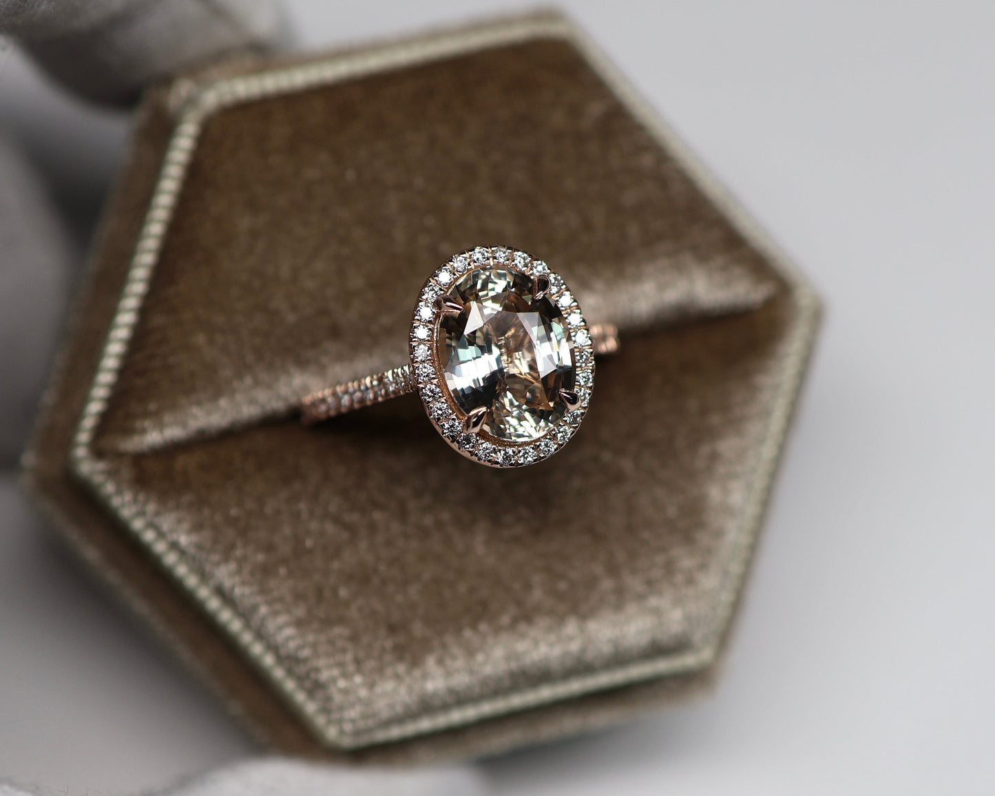 GIA 4.06 Carat Champagne Peach Sapphire Engagement Ring